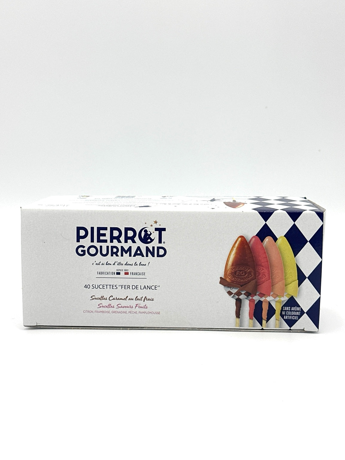 Boîte Pierrot Gourmand 40 sucettes Fer de Lance assorties
